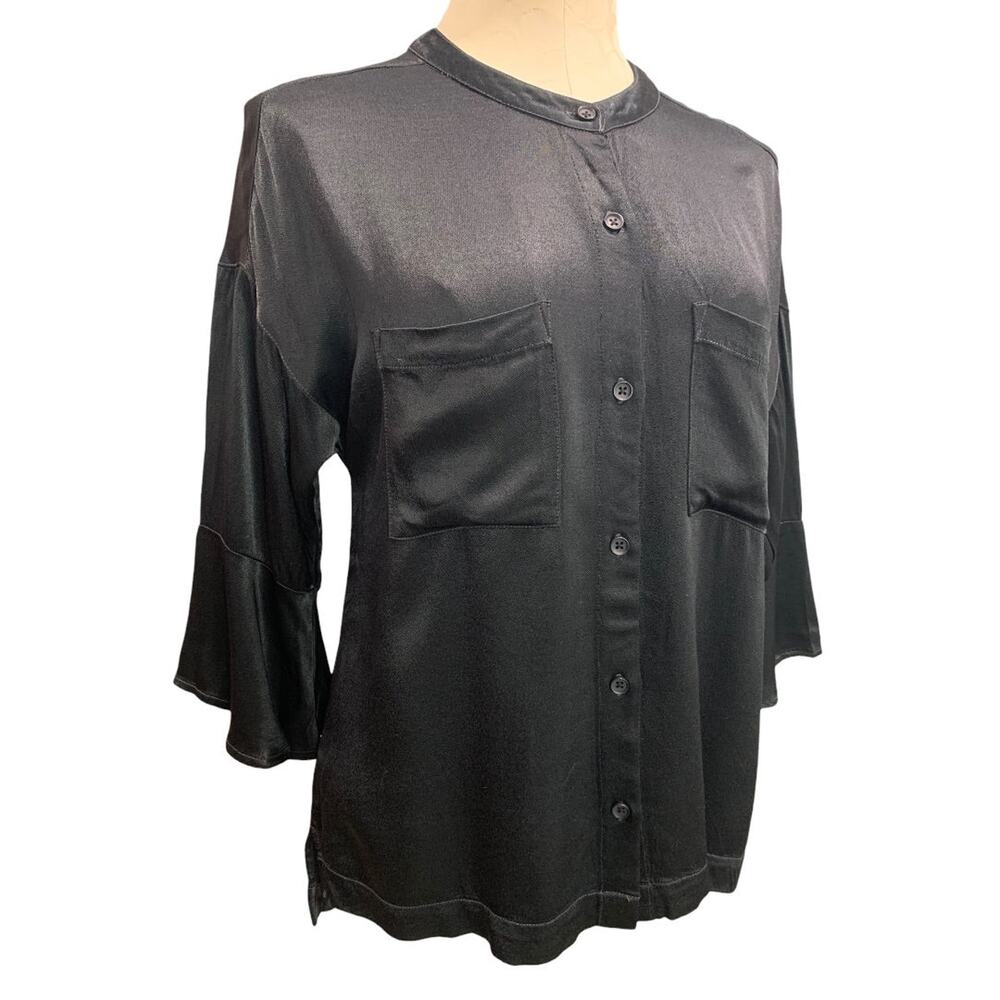 Small mododoc los angeles Black Button Up Shirt Womens Silky